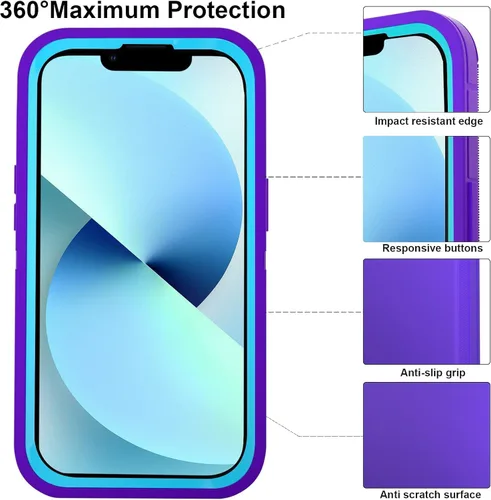 Vista 831 de TOCOL Funda magnética 3 en 1 para iPhone 15 Pro, mejorada [protección completa de cámara] con 2 protectores de pantalla, compatible con MagSafe Gris