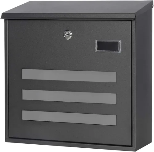 Vista 11 de Decaller Buzones de acero inoxidable con cerradura de llave resistente, buzón de correo impermeable montado en la pared con cubierta transparente