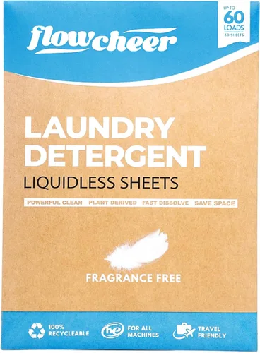 Vista 8 de FlowCheer Hojas de detergente para ropa de 10 cargas, aroma fresco, sin plástico, limpieza potente, hojas de lavadora sin líquido, hoja