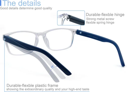 Vista 4 de Gafas de lectura multienfoque progresivas, bloqueo de luz azul buenos lectores de computadora, Azul