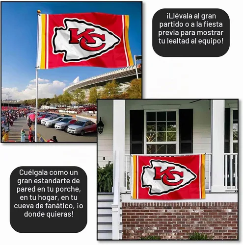 Vista 4 de Kansas City Chiefs KC - Bandera grande de 3 x 5