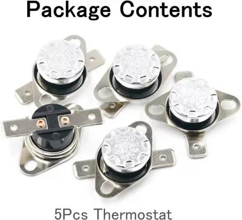 Vista 7 de Termostato bimetálico de 5 Uds 32.0 °F Interruptor de control térmico normalmente cerrado N.C 250V 10A Ajuste Snap Disc KSD301 para microondas