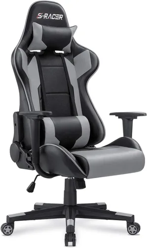 Vista 11 de Homall Silla Gaming, Silla de Oficina Respaldo Alto Silla de Computadora de Cuero Silla de Escritorio Racing Ejecutiva Ergonómica Ajustable Azul