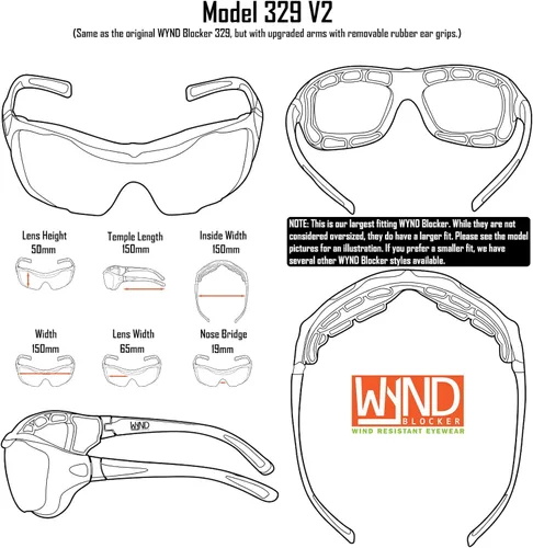 Vista 5 de WYND Blocker Gafas de sol polarizadas grandes para motociclismo