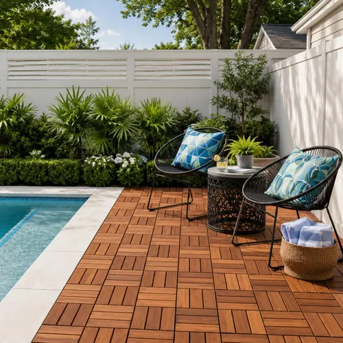 Vista 2 de Azulejos de terraza premium, 10 piezas para patio, color marrón