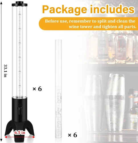 Vista 6 de Mumufy 6 juegos de 3 l dispensador de torre Mimosa Torre Mimosa con tubo de hielo, dispensadores de cerveza y margarita para fiestas, hogar, bar