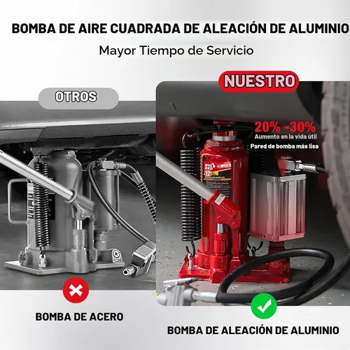 Vista 3 de Gato hidráulico de aire Torin, 12 toneladas., Rojo