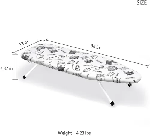 Vista 2 de Duwee Tabla de planchar de mesa de 13 x 36 pulgadas con cubierta resistente al calor