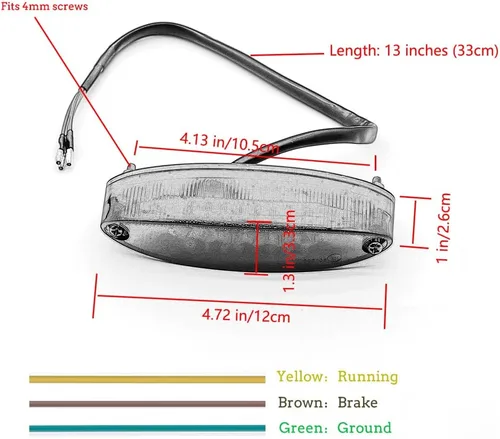 Vista 2 de kucehiup Luz trasera LED para motocicleta, luz de freno universal para ATV
