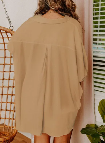 Vista 2 de Sidefeel Womens Summer Oversized 34 Sleeve Button Down Shirts Side Slit Dressy Casual Blouses Loose Fit Tunic Tops