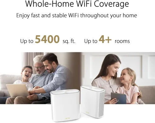 Vista 3 de ASUS ZenWiFi Sistema WiFi 6 de malla de doble banda para todo el hogar XD6 Blanco - 1 paquete, cobertura de hasta 2,700 pies cuadrados y más de 4