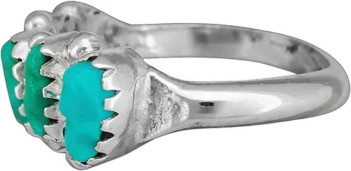 Vista 3 de Tamaño 6-925 Anillo de cabujón turquesa ovalado de la belleza durmiente de la plata esterlina, diseño rectangular segmentado, joyería de piedras