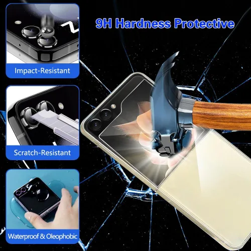 Vista 5 de Protector de pantalla de privacidad 8 en 1 para Samsung Galaxy Z Flip 5, interior suave EPU flexible, protector de pantalla frontal y trasera