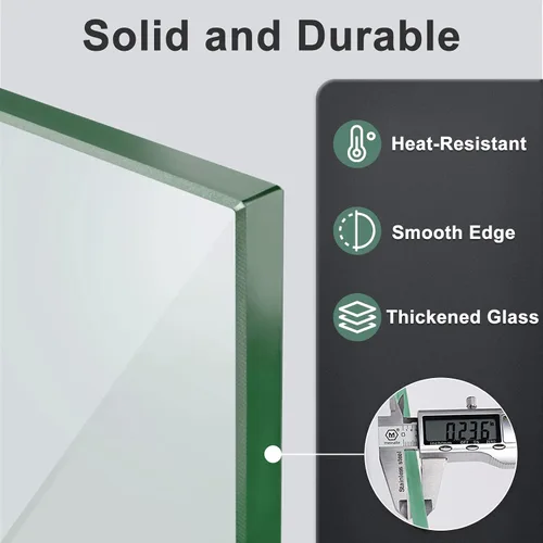 Vista 3 de GASPRO Protector de Vidrio para Chimenea de 35.5 x 15.5 Pulgadas para Mesa de Chimenea Rectangular, Panel de Vidrio Templado Grueso y Robusto