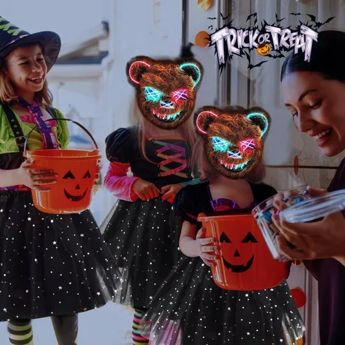 Vista 3 de Halloween Scary Mask, Easter Bear/Rabbit Mask , Cosplay Animal Mask Toys Scary animal mask with built‑in LED lights, creepy costume accessory for