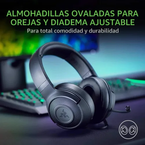 Vista 6 de Razer Kraken X lite - Audífonos ultraligeros para videojuegos: apto para sonido Surround 7.1, con marco ligero y micrófono cardioide flexible