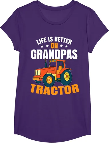 Vista 58 de Life Is Better On Grandpas Tractor Kids Farm Tractor Boy Camiseta, Negro