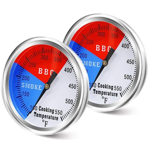 Vista 8 de Criditpid Termómetro de barbacoa de 2 pulgadas, medidor de temperatura, termómetro para parrilla de carbón, ahumador, cocina de carne, termómetro