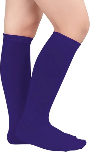Vista 2 de American Trends Calcetines deportivos para niños y niñas, a rayas, hasta la rodilla, para fútbol, béisbol, sóftbol, para niñas pequeñas