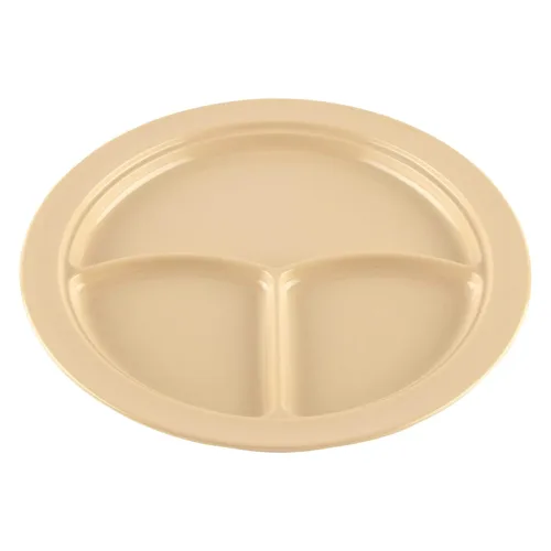 Vista 40 de G.E.T. CP-530-T Tan 9" 3-Compartment Plate, Break Resistant Dishwasher Safe Melamine Plastic, Supermel Collection (Pack of 12)