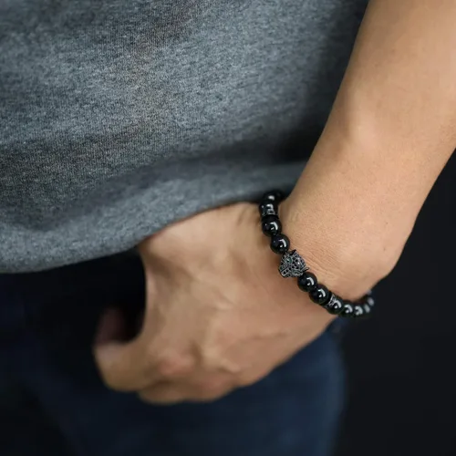 Vista 4 de COAI - Pulsera semipreciosa de leopardo para hombre y mujer