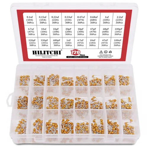 Vista 8 de Hilitchi Kit de Surtido de 700 Piezas de Condensadores de Película de Poliéster Mylar de 24 Valores - 0.22NF a 470NF / 100V