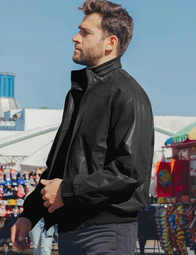 Vista 4 de FLAVOR Chaqueta casual bomber de cuero real para hombre