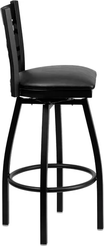 Vista 6 de Flash Furniture HERCULES Series Black ''X'' Taburete giratorio de metal – asiento de vinilo negro
