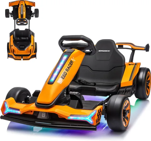 Vista 11 de Go Kart eléctrico de 24 V para niños, carrito de deriva, kart a la deriva Negro