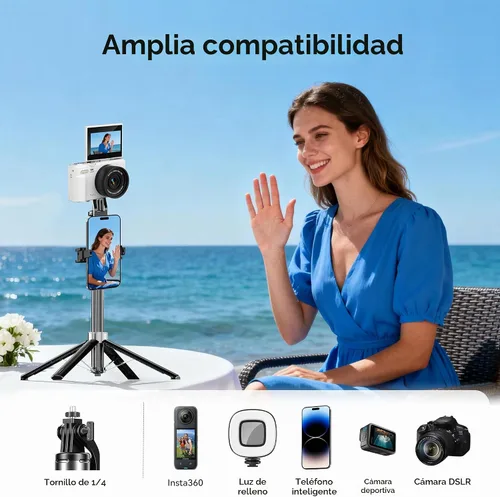 Vista 4 de Fourpillars Trípode magnético portátil para selfie stick de 54" para iPhone