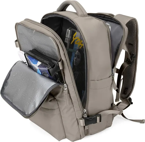 Vista 37 de WONHOX - Mochila grande, aprobada para vuelo, unisex, para viajes, trabajo, negocios o laptop, a1-Negro, Medium