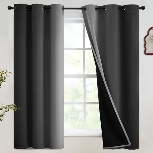 Vista 43 de SimpleHome Cortinas degradadas degradadas para oscurecer la habitación de 36 pulgadas de largo para dormitorio, con ojales y bloqueo de luz Negro