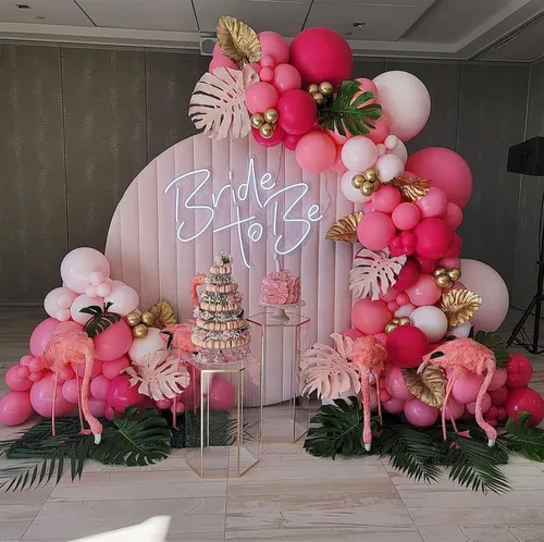 Vista 7 de Kit de arco de globos rosa y blanco, kit de guirnalda de globos de 100 piezas con globos rosa intenso, globos de látex blanco para niñas, niños