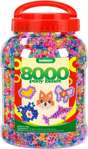 Vista 17 de IOOLEEM Cuentas de pony (2000 piezas, cuentas de pony negras), cuentas para hacer joyas, cuentas para manualidades, suministros para ensartar Negro