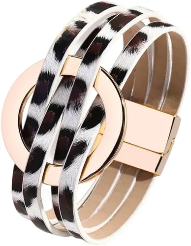Vista 8 de Fuqimanman2020 Brazalete de cuero con encanto circular en forma de círculo, brazaletes de cuero envolventes hechos a mano, brazaletes de pulsera