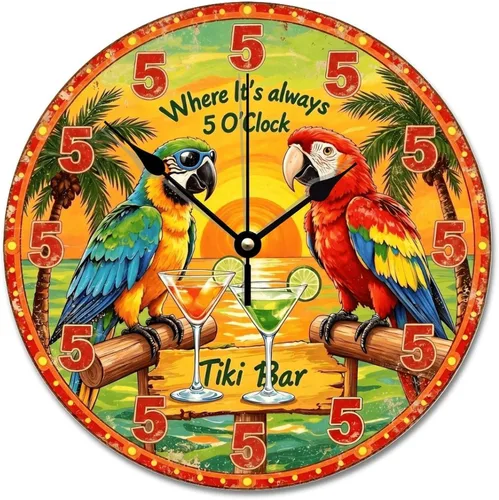 Vista 6 de Reloj de pared Whatever Modern Wood Clock de 10 pulgadas, silencioso, sin tictac, funciona con pilas, para sala de estar, dormitorio, cocina, A