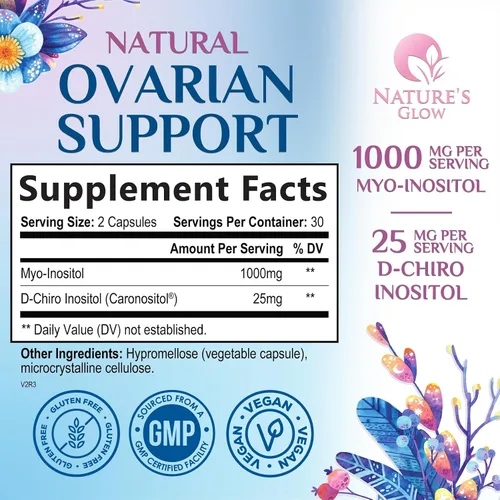 Vista 2 de Myo-inositol y D-Chiro Inositol 1025 mg – Proporción ideal 40:1 para apoyo ovárico, suplemento vegano de mio y D Chiro para el equilibrio natural