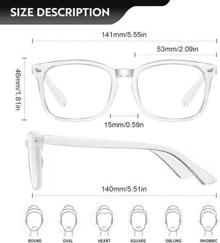 Vista 2 de Lentes de lectura para mujer, con bloqueo de luz azul, filtro UV, cuadrados, ligeros, para hombres y mujeres Transparente