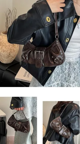 Vista 5 de Y2k - Monederos para mujer, pequeños bolsos de hombro Hobo, bolso gótico punk, bolso de mano moderno para axilas