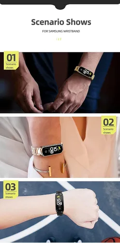 Vista 4 de Correa de metal para Samsung Galaxy Fit 2 SM-R220 Correa de reloj de repuesto (negro metálico)