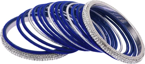 Vista 6 de Efulgenz Indian Wedding Bangles Set Crystal CZ Rhinestone Velvet Bridal Bangle Set Bracelet Fashion Jewelry For Women