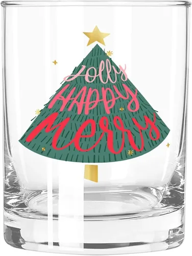 Vista 4 de Slant Collections Vasos de cóctel de Navidad doble de vidrio antiguo de 12 onzas, nudos y lazos
