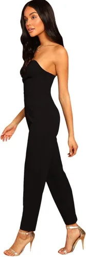 Vista 4 de Romwe - Overol de fiesta para mujer, elegante, sin tirantes, elástico