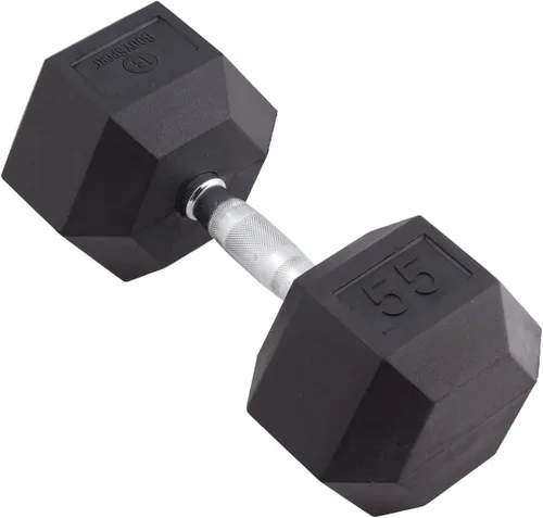 Vista 15 de Body Sport Mancuerna hexagonal con revestimiento de goma, individual – Mancuernas para ejercicios – Equipo de entrenamiento de fuerza – Accesorios