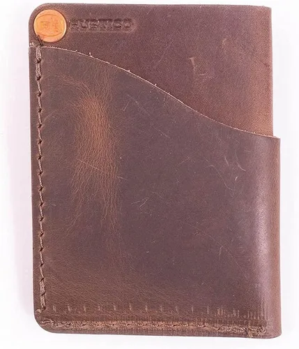 Vista 2 de Rustico Wave Wallet, Cartera de cuero para hombre, Café Oscuro, billetera estilizada