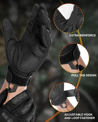 Vista 5 de KUMGIM Guantes tácticos para hombres y mujeres, guantes de motocicleta negros para pantalla táctil con carcasa dura para Airsoft, paintball