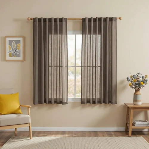 Vista 41 de MYSKY HOME Cortinas naturales de puerta francesa para ventana de puerta, 40 pulgadas de largo, cortas, semitransparentes, filtrantes de luz