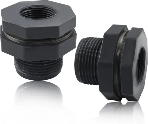 Vista 7 de Juego de 2 accesorios de PVC de 1 pulgada Barriles de lluvia, acuarios, gris oscuro