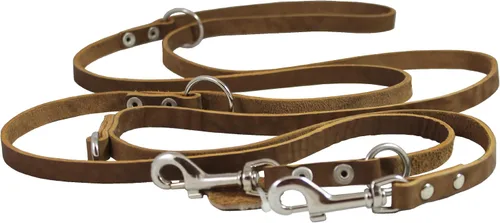 Vista 3 de Correa de perro de cuero multifuncional europea de 6 vías, correa ajustable Schutzhund de 49"-94" de largo, 3/8" de ancho (0.394 in) Cachorros