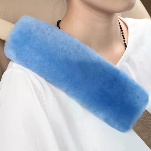 Vista 13 de Funda para cinturón de seguridad de automóvil de lana de oveja genuina suave, 2 piezas, almohadilla para hombro del cinturón de seguridad para una